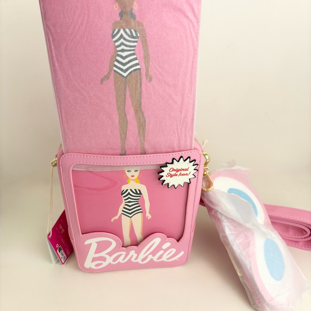 Loungefly Barbie 65th Anniversary Hard Tag Crossbody Bag New With Tags - Picture 6 of 16